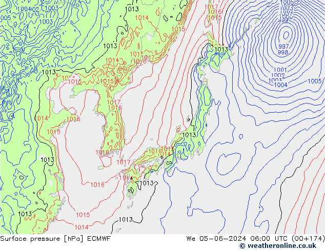 Yer basıncı ECMWF Çar 05.06.2024 06 UTC