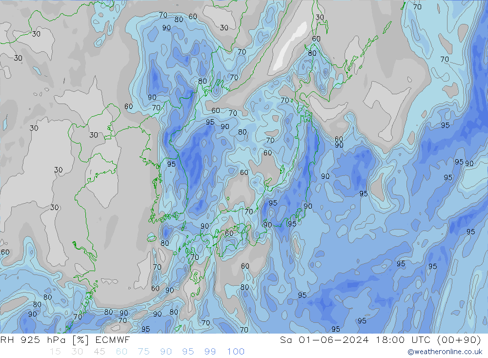 RH 925 hPa ECMWF So 01.06.2024 18 UTC