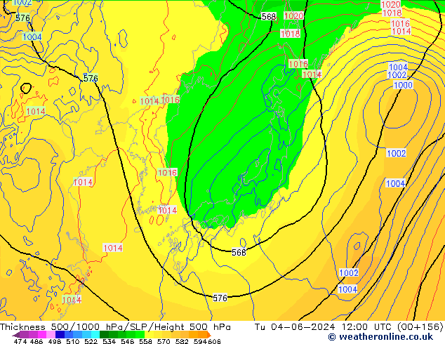 Thck 500-1000hPa ECMWF Út 04.06.2024 12 UTC