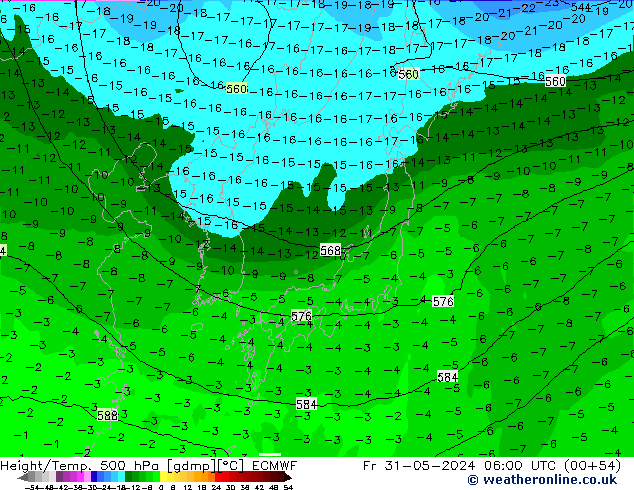 Z500/Rain (+SLP)/Z850 ECMWF Fr 31.05.2024 06 UTC