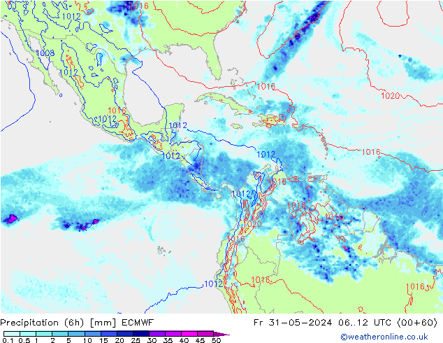 Z500/Regen(+SLP)/Z850 ECMWF vr 31.05.2024 12 UTC