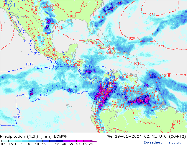 Precipitation (12h) ECMWF We 29.05.2024 12 UTC