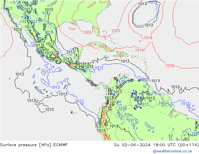 приземное давление ECMWF Вс 02.06.2024 18 UTC