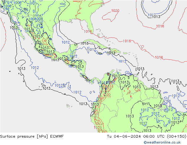 Yer basıncı ECMWF Sa 04.06.2024 06 UTC