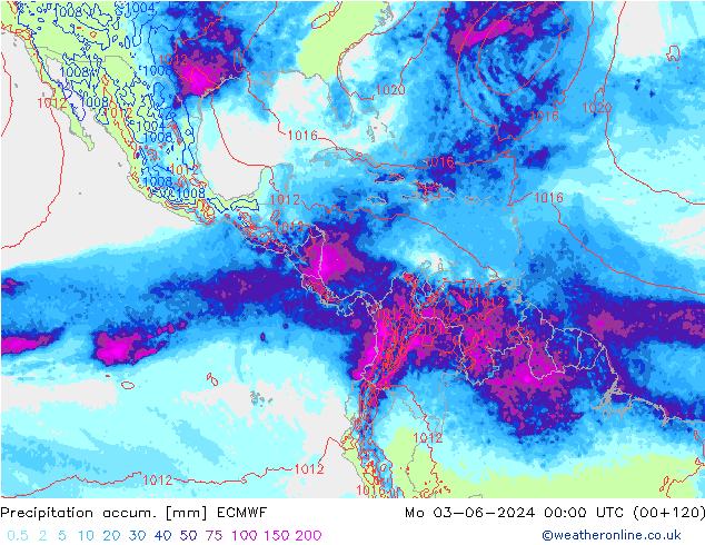 Totale neerslag ECMWF ma 03.06.2024 00 UTC