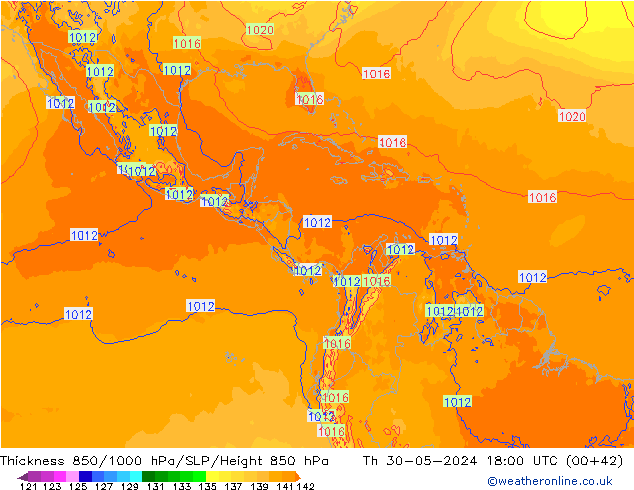 Thck 850-1000 hPa ECMWF Čt 30.05.2024 18 UTC