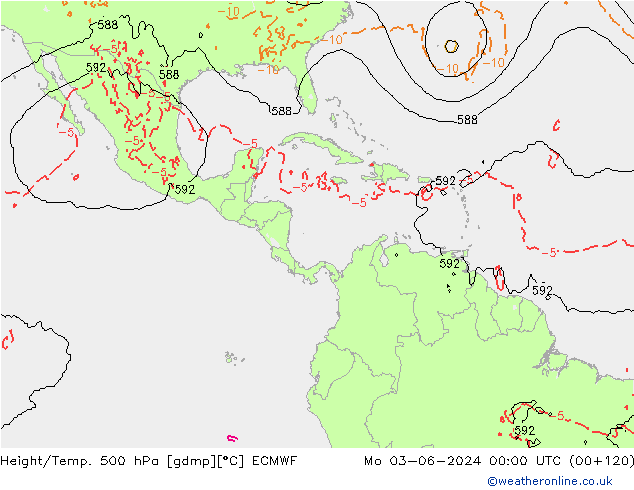 Z500/Yağmur (+YB)/Z850 ECMWF Pzt 03.06.2024 00 UTC