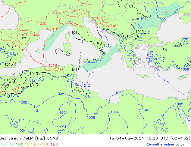 Straalstroom/SLP ECMWF di 04.06.2024 18 UTC