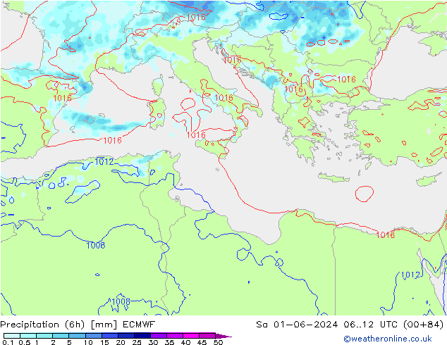 Z500/Rain (+SLP)/Z850 ECMWF So 01.06.2024 12 UTC