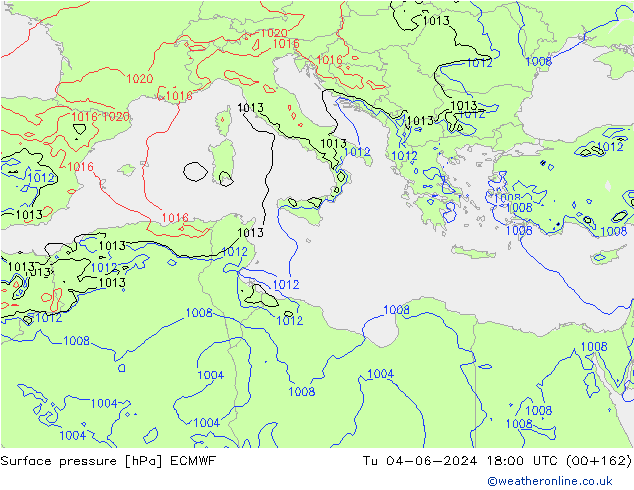 Presión superficial ECMWF mar 04.06.2024 18 UTC