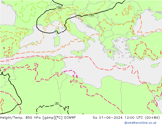 Z500/Rain (+SLP)/Z850 ECMWF So 01.06.2024 12 UTC