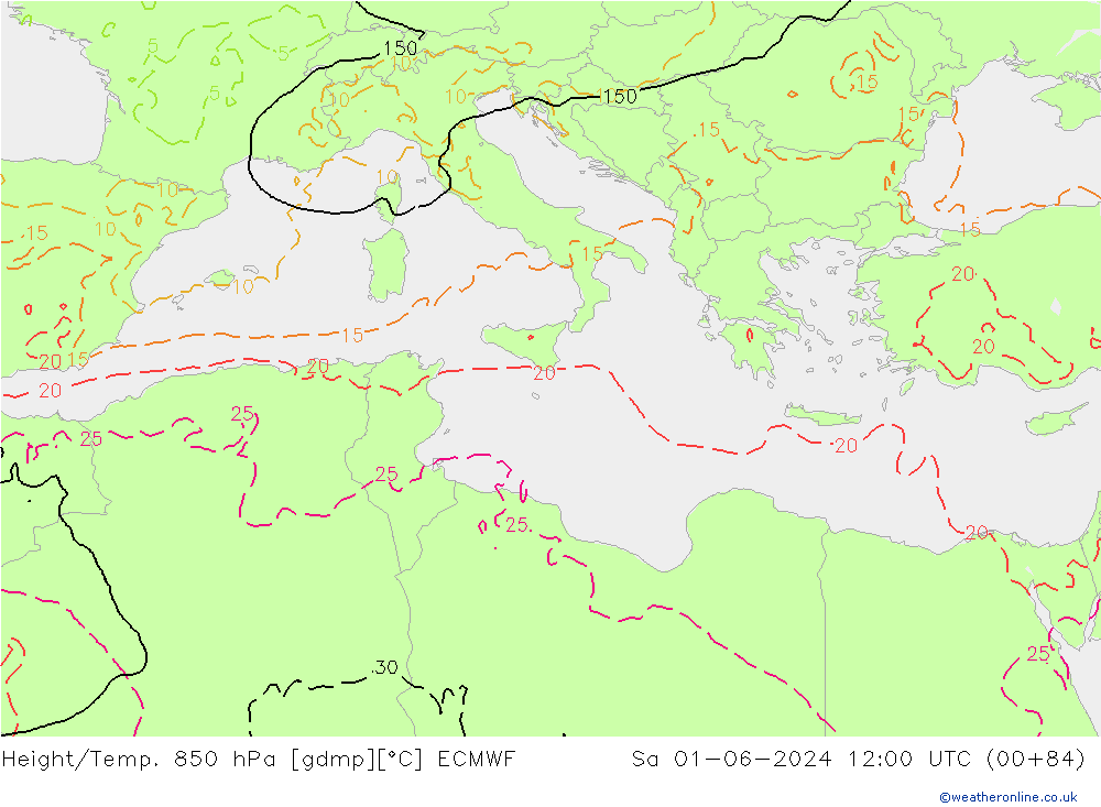 Z500/Rain (+SLP)/Z850 ECMWF So 01.06.2024 12 UTC