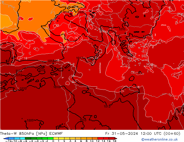 Theta-W 850hPa ECMWF ven 31.05.2024 12 UTC