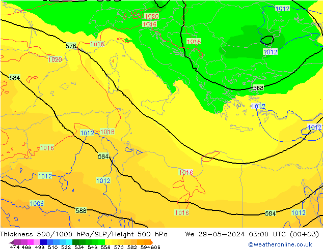 Dikte 500-1000hPa ECMWF wo 29.05.2024 03 UTC