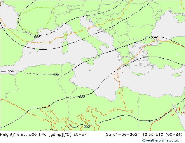 Z500/Rain (+SLP)/Z850 ECMWF So 01.06.2024 12 UTC