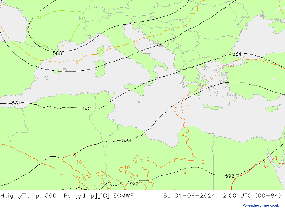 Z500/Rain (+SLP)/Z850 ECMWF So 01.06.2024 12 UTC