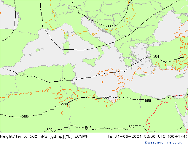 Z500/Yağmur (+YB)/Z850 ECMWF Sa 04.06.2024 00 UTC