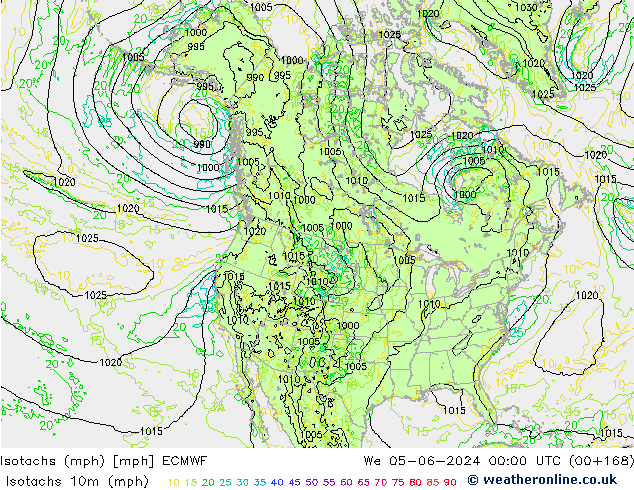 Isotachs (mph) ECMWF We 05.06.2024 00 UTC