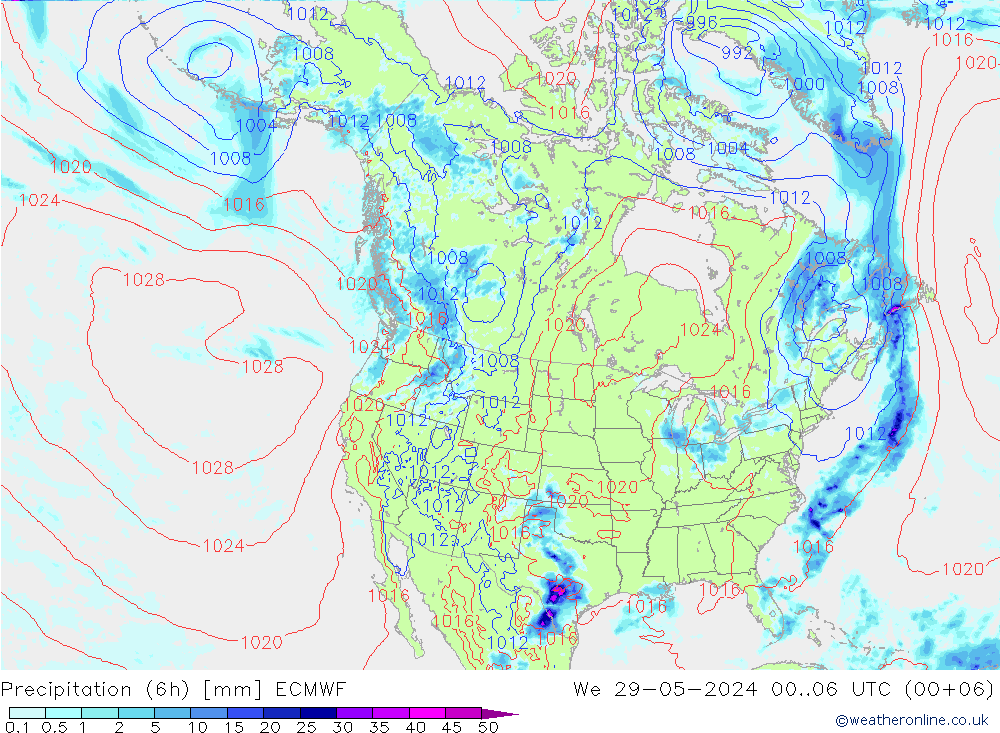 Z500/Rain (+SLP)/Z850 ECMWF Mi 29.05.2024 06 UTC