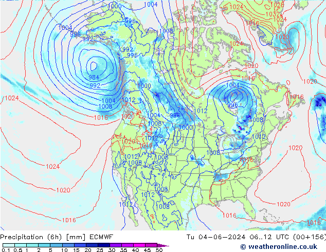 Z500/Rain (+SLP)/Z850 ECMWF Tu 04.06.2024 12 UTC