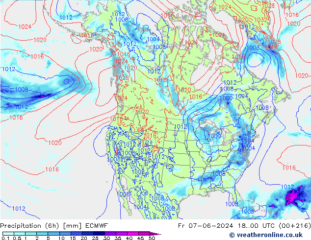 Z500/Rain (+SLP)/Z850 ECMWF Fr 07.06.2024 00 UTC