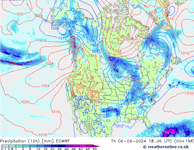 осадки (12h) ECMWF чт 06.06.2024 06 UTC