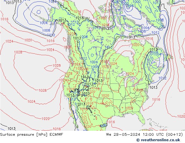 Bodendruck ECMWF Mi 29.05.2024 12 UTC