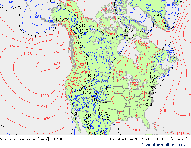 приземное давление ECMWF чт 30.05.2024 00 UTC