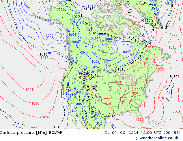 Surface pressure ECMWF Sa 01.06.2024 12 UTC