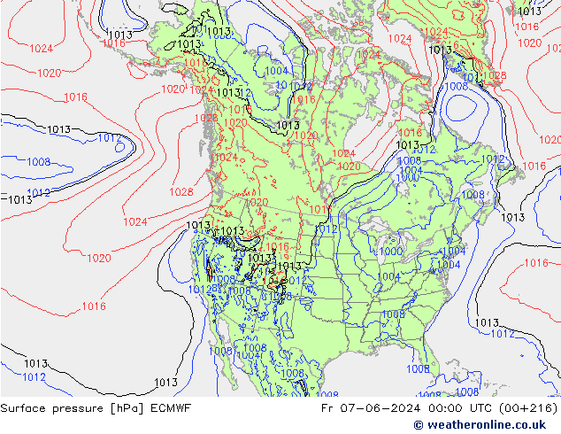 приземное давление ECMWF пт 07.06.2024 00 UTC