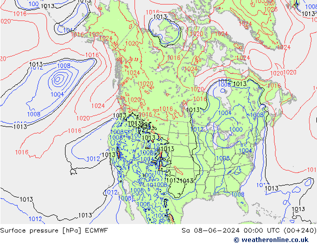 Luchtdruk (Grond) ECMWF za 08.06.2024 00 UTC