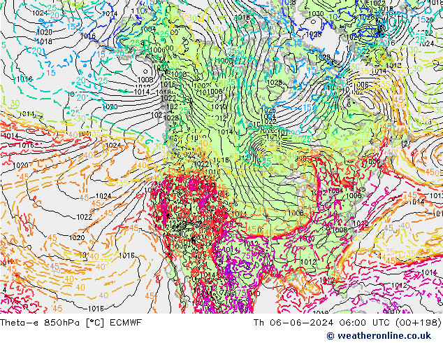 Theta-e 850hPa ECMWF Do 06.06.2024 06 UTC