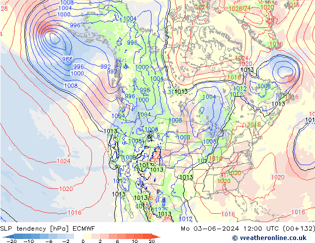 SLP tendency ECMWF Po 03.06.2024 12 UTC