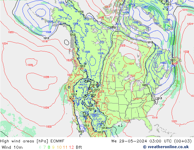 High wind areas ECMWF mer 29.05.2024 03 UTC