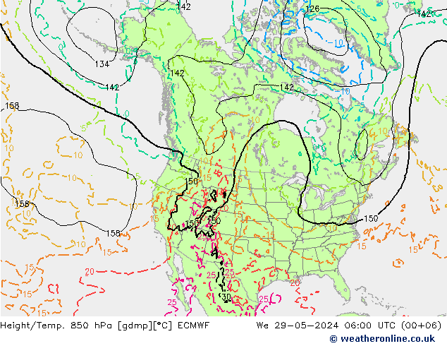 Height/Temp. 850 hPa ECMWF mer 29.05.2024 06 UTC