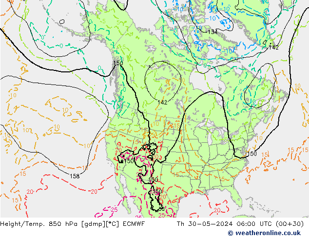 Height/Temp. 850 hPa ECMWF Th 30.05.2024 06 UTC