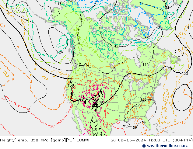 Z500/Rain (+SLP)/Z850 ECMWF Dom 02.06.2024 18 UTC