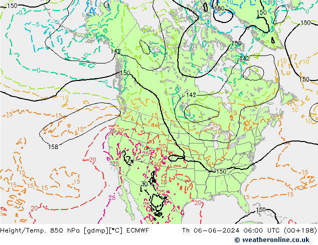 Height/Temp. 850 гПа ECMWF чт 06.06.2024 06 UTC