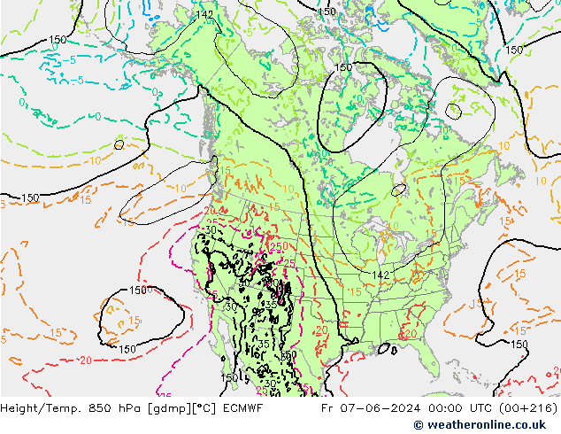 Z500/Rain (+SLP)/Z850 ECMWF Fr 07.06.2024 00 UTC