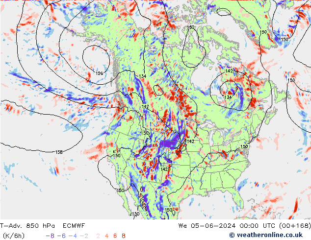 T-Adv. 850 hPa ECMWF We 05.06.2024 00 UTC