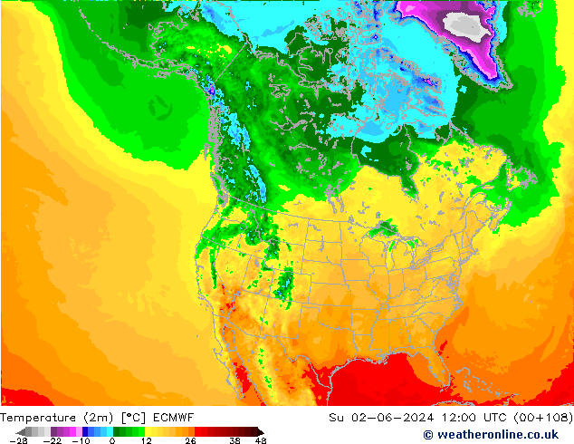 карта температуры ECMWF Вс 02.06.2024 12 UTC