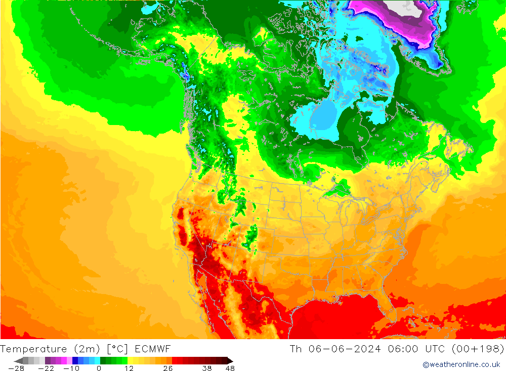 Temperature (2m) ECMWF Th 06.06.2024 06 UTC