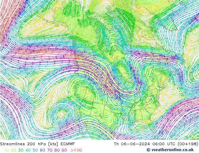 Stromlinien 200 hPa ECMWF Do 06.06.2024 06 UTC