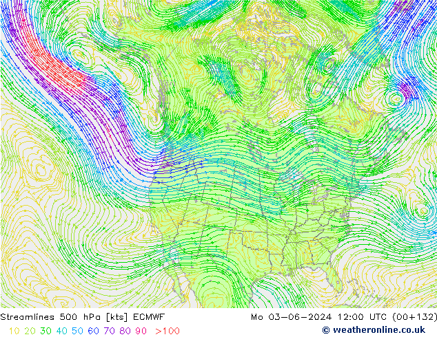 Rüzgar 500 hPa ECMWF Pzt 03.06.2024 12 UTC