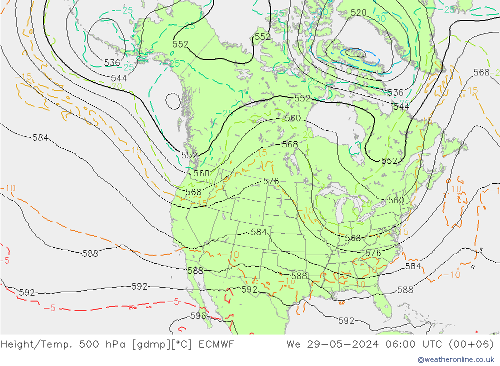 Z500/Rain (+SLP)/Z850 ECMWF Mi 29.05.2024 06 UTC