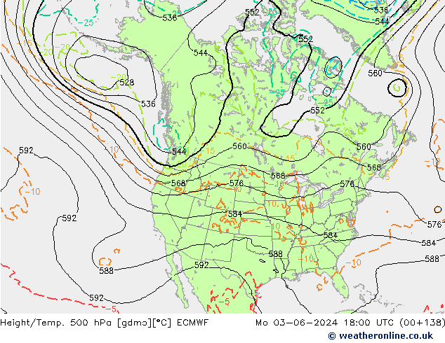 Z500/Rain (+SLP)/Z850 ECMWF lun 03.06.2024 18 UTC