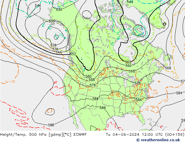 Z500/Rain (+SLP)/Z850 ECMWF Tu 04.06.2024 12 UTC