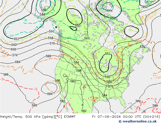 Z500/Rain (+SLP)/Z850 ECMWF Fr 07.06.2024 00 UTC