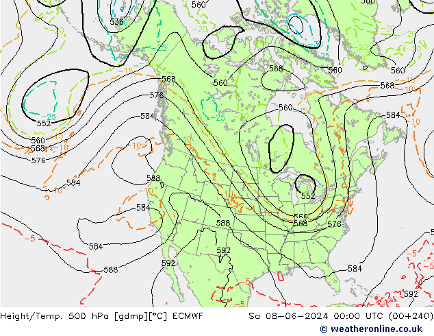 Hoogte/Temp. 500 hPa ECMWF za 08.06.2024 00 UTC