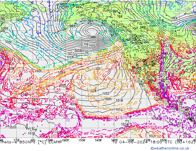 Theta-e 850hPa ECMWF  04.06.2024 18 UTC